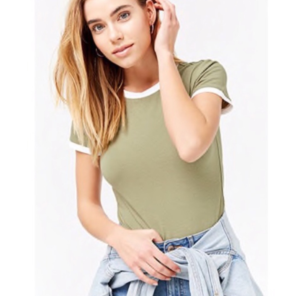 Forever 21 Short Sleeve Green Bodysuit